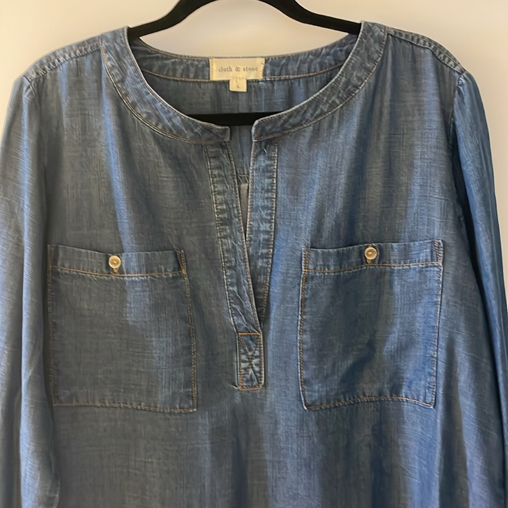 Cloth & Stone Blue Denim Top